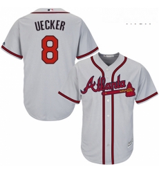 Mens Majestic Atlanta Braves 8 Bob Uecker Replica Grey Road Cool Base MLB Jersey