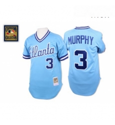 Mens Mitchell and Ness 1982 Atlanta Braves 3 Dale Murphy Authentic Light Blue Throwback MLB Jersey