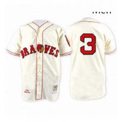 Mens Mitchell and Ness Atlanta Braves 3 Babe Ruth Authentic Cream Throwback MLB Jersey