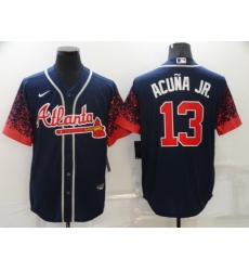 Men's Nike Atlanta Braves 13 Ronald Acuna Jr Navy 2021 New Jersey