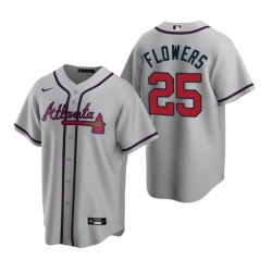 Mens Nike Atlanta Braves 25 Tyler Flowers Gray Road Stitched Baseball Jerse