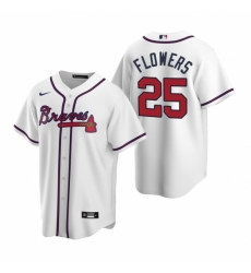 Mens Nike Atlanta Braves 25 Tyler Flowers White Home Stitched Baseball Jerse