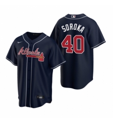 Mens Nike Atlanta Braves 40 Mike Soroka Navy Alternate Stitched Baseball Jersey