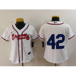 Women Atlanta Braves 42 Jackie Robinson White Stitched Jersey