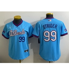 Women Atlanta Braves  99 Spencer Strider Powder Blue 2026 City Connect Stadium Stitched Baseball Jersey