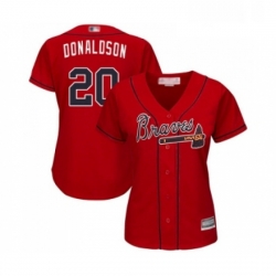 Womens Atlanta Braves 20 Josh Donaldson Replica Red Alternate Cool Base Baseball Jersey 