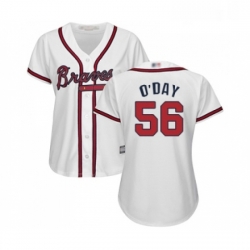 Womens Atlanta Braves 56 Darren O Day Replica White Home Cool Base Baseball Jersey 