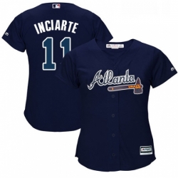 Womens Majestic Atlanta Braves 11 Ender Inciarte Authentic Blue Alternate Road Cool Base MLB Jersey 