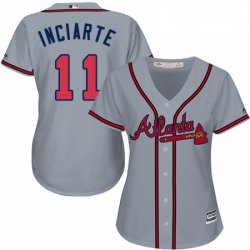 Womens Majestic Atlanta Braves 11 Ender Inciarte Replica Grey Road Cool Base MLB Jersey 