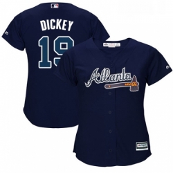 Womens Majestic Atlanta Braves 19 RA Dickey Replica Blue Alternate Road Cool Base MLB Jersey