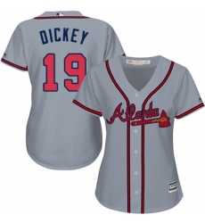 Womens Majestic Atlanta Braves 19 RA Dickey Replica Grey Road Cool Base MLB Jersey