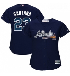 Womens Majestic Atlanta Braves 23 Danny Santana Replica Blue Alternate Road Cool Base MLB Jersey 