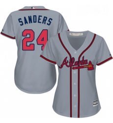 Womens Majestic Atlanta Braves 24 Deion Sanders Authentic Grey Road Cool Base MLB Jersey