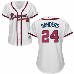 Womens Majestic Atlanta Braves 24 Deion Sanders Replica White Home Cool Base MLB Jersey