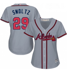 Womens Majestic Atlanta Braves 29 John Smoltz Authentic Grey Road Cool Base MLB Jersey