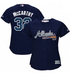 Womens Majestic Atlanta Braves 32 Brandon McCarthy Authentic Blue Alternate Road Cool Base MLB Jersey 