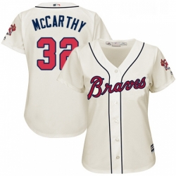 Womens Majestic Atlanta Braves 32 Brandon McCarthy Authentic Cream Alternate 2 Cool Base MLB Jersey 