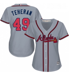 Womens Majestic Atlanta Braves 49 Julio Teheran Replica Grey Road Cool Base MLB Jersey