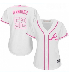 Womens Majestic Atlanta Braves 52 Jose Ramirez Authentic White Fashion Cool Base MLB Jersey 