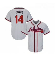 Youth Atlanta Braves 14 Matt Joyce Replica Grey Road Cool Base Baseball Jersey 