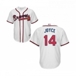 Youth Atlanta Braves 14 Matt Joyce Replica White Home Cool Base Baseball Jersey 