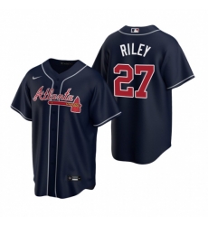 Youth Atlanta Braves 27 Austin Riley Cool Base MLB Stitched Jersey Navy Blue