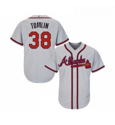 Youth Atlanta Braves 38 Josh Tomlin Replica Grey Road Cool Base Baseball Jersey 