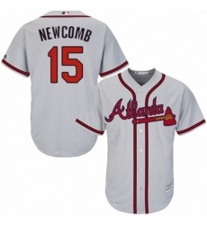 Youth Majestic Atlanta Braves 15 Sean Newcomb Replica Grey Road Cool Base MLB Jersey 