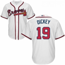 Youth Majestic Atlanta Braves 19 RA Dickey Authentic White Home Cool Base MLB Jersey