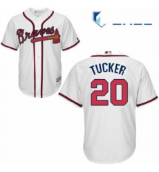 Youth Majestic Atlanta Braves 20 Preston Tucker Replica White Home Cool Base MLB Jersey 