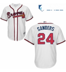 Youth Majestic Atlanta Braves 24 Deion Sanders Authentic White Home Cool Base MLB Jersey