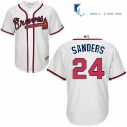 Youth Majestic Atlanta Braves 24 Deion Sanders Authentic White Home Cool Base MLB Jersey