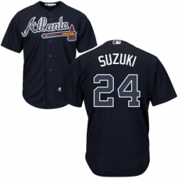 Youth Majestic Atlanta Braves 24 Kurt Suzuki Replica Blue Alternate Road Cool Base MLB Jersey