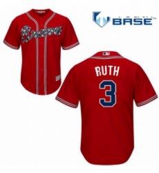 Youth Majestic Atlanta Braves 3 Babe Ruth Replica Red Alternate Cool Base MLB Jersey