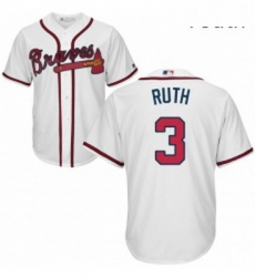 Youth Majestic Atlanta Braves 3 Babe Ruth Replica White Home Cool Base MLB Jersey