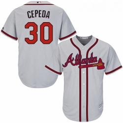 Youth Majestic Atlanta Braves 30 Orlando Cepeda Authentic Grey Road Cool Base MLB Jersey