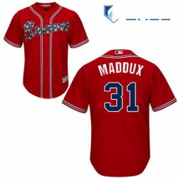 Youth Majestic Atlanta Braves 31 Greg Maddux Replica Red Alternate Cool Base MLB Jersey