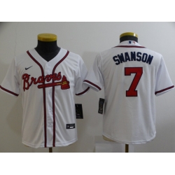 Youth White Atlanta Braves 7 Dansby Swanson Cool Base MLB Stitched Jersey