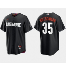 Men Baltimore Orioles 35 Adley Rutschman Black 2023 City Connect Cool Base Stitched Baseball Jersey