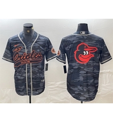 Men Baltimore Orioles Gray Team Big Logo Cool Base Stitched Jersey  4