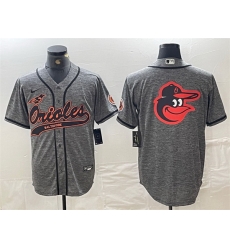 Men Baltimore Orioles Gray Team Big Logo Cool Base Stitched Jersey