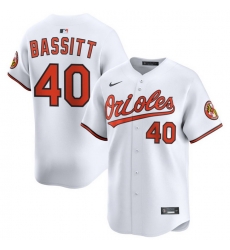Men Baltimore Orioles Nike Home Limited Jersey White Bassitt Chris 40