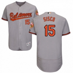 Mens Majestic Baltimore Orioles 15 Chance Sisco Grey Road Flex Base Authentic Collection MLB Jersey