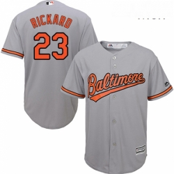 Mens Majestic Baltimore Orioles 23 Joey Rickard Replica Grey Road Cool Base MLB Jersey