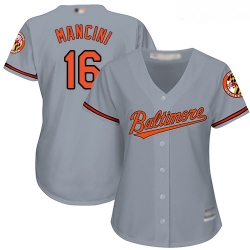 Orioles #16 Trey Mancini Grey Road Women Stitched Baseball Jersey