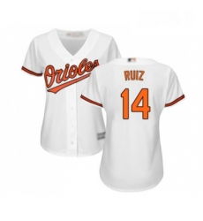 Womens Baltimore Orioles 14 Rio Ruiz Replica White Home Cool Base Baseball Jersey 