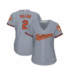 Womens Baltimore Orioles 2 Jonathan Villar Replica Grey Road Cool Base Baseball Jersey 