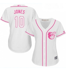 Womens Majestic Baltimore Orioles 10 Adam Jones Replica White Fashion Cool Base MLB Jersey