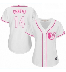 Womens Majestic Baltimore Orioles 14 Craig Gentry Authentic White Fashion Cool Base MLB Jersey 