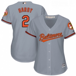 Womens Majestic Baltimore Orioles 2 JJ Hardy Replica Grey Road Cool Base MLB Jersey